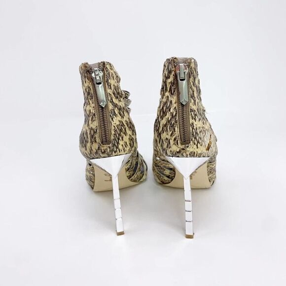 Sam Edelman Shoes Heels Womens 8 Tan Leather Stilleto Zipper Gladiator Sandals - Picture 5 of 8